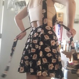 Black dress with pink flowers